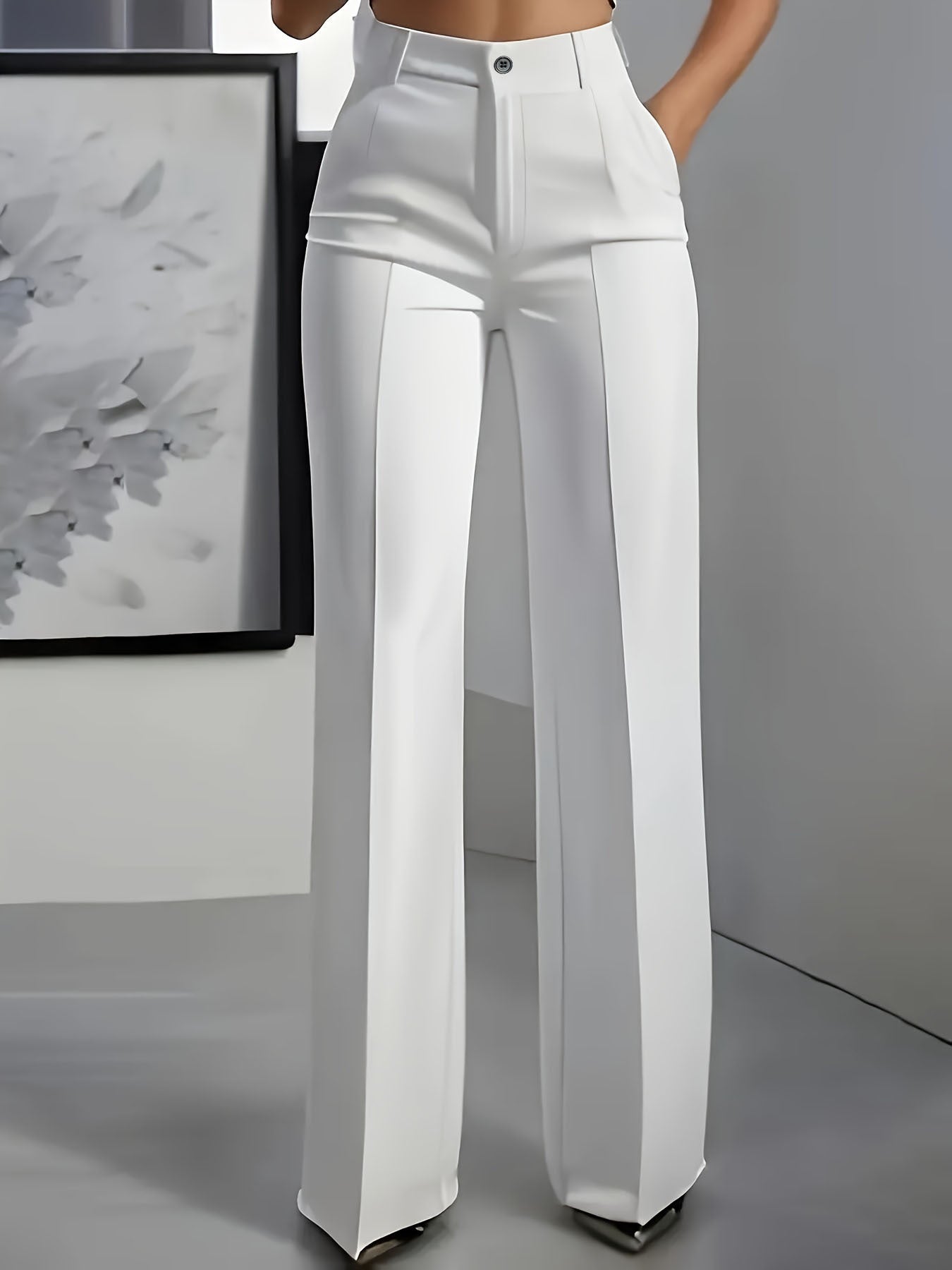 High Waist Wide-Leg Tailored Trousers - Classic Fit
