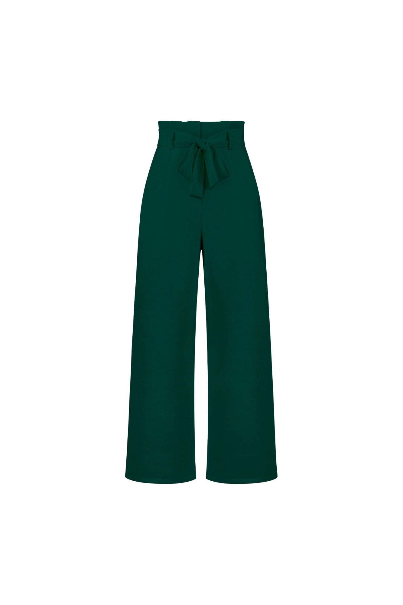 Linen High Waist Wide-Leg Trousers Tie Belt - Classic Fit