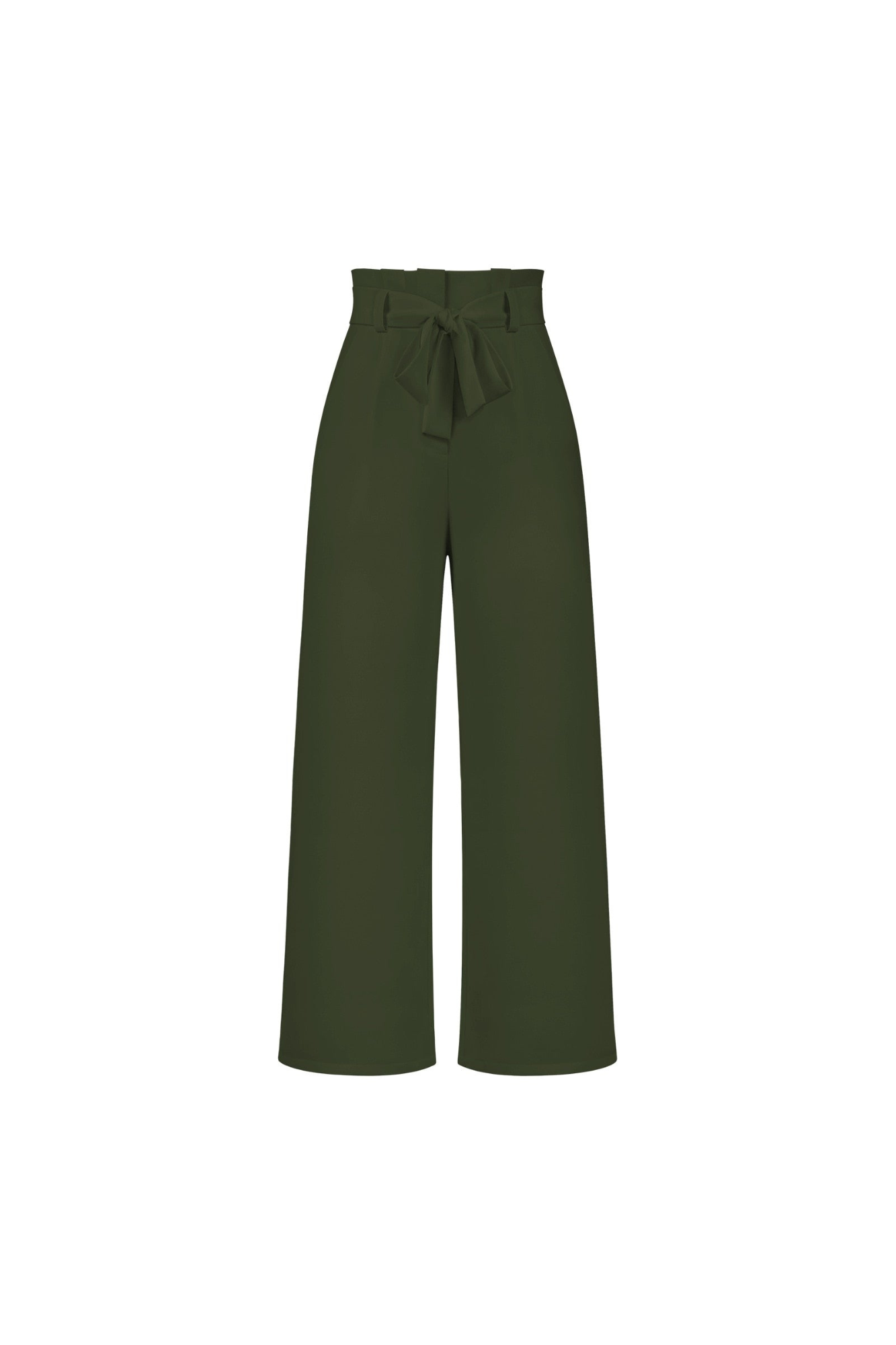 Linen High Waist Wide-Leg Trousers Tie Belt - Classic Fit
