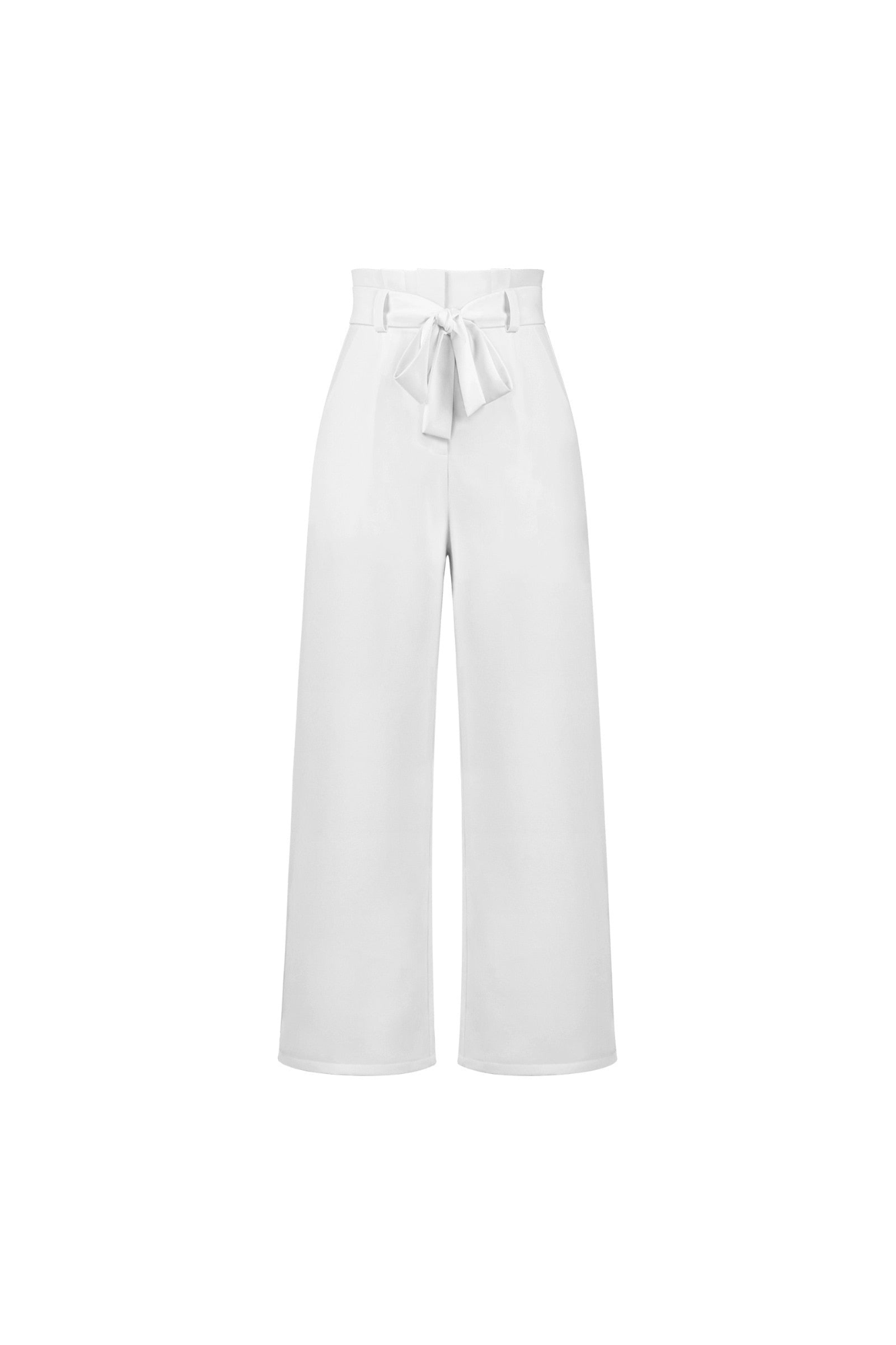 Linen High Waist Wide-Leg Trousers Tie Belt - Classic Fit