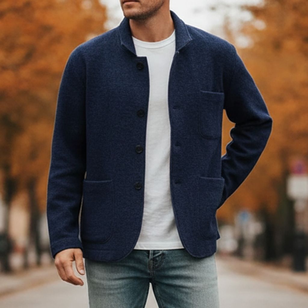 Men's Stand Collar Wool Cardigan – Refined Layer