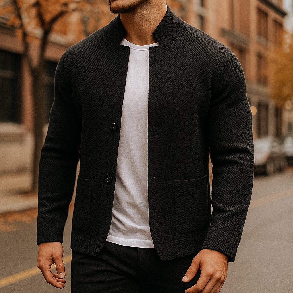 Men's Textured Wool Blend Cardigan – Smart Layer