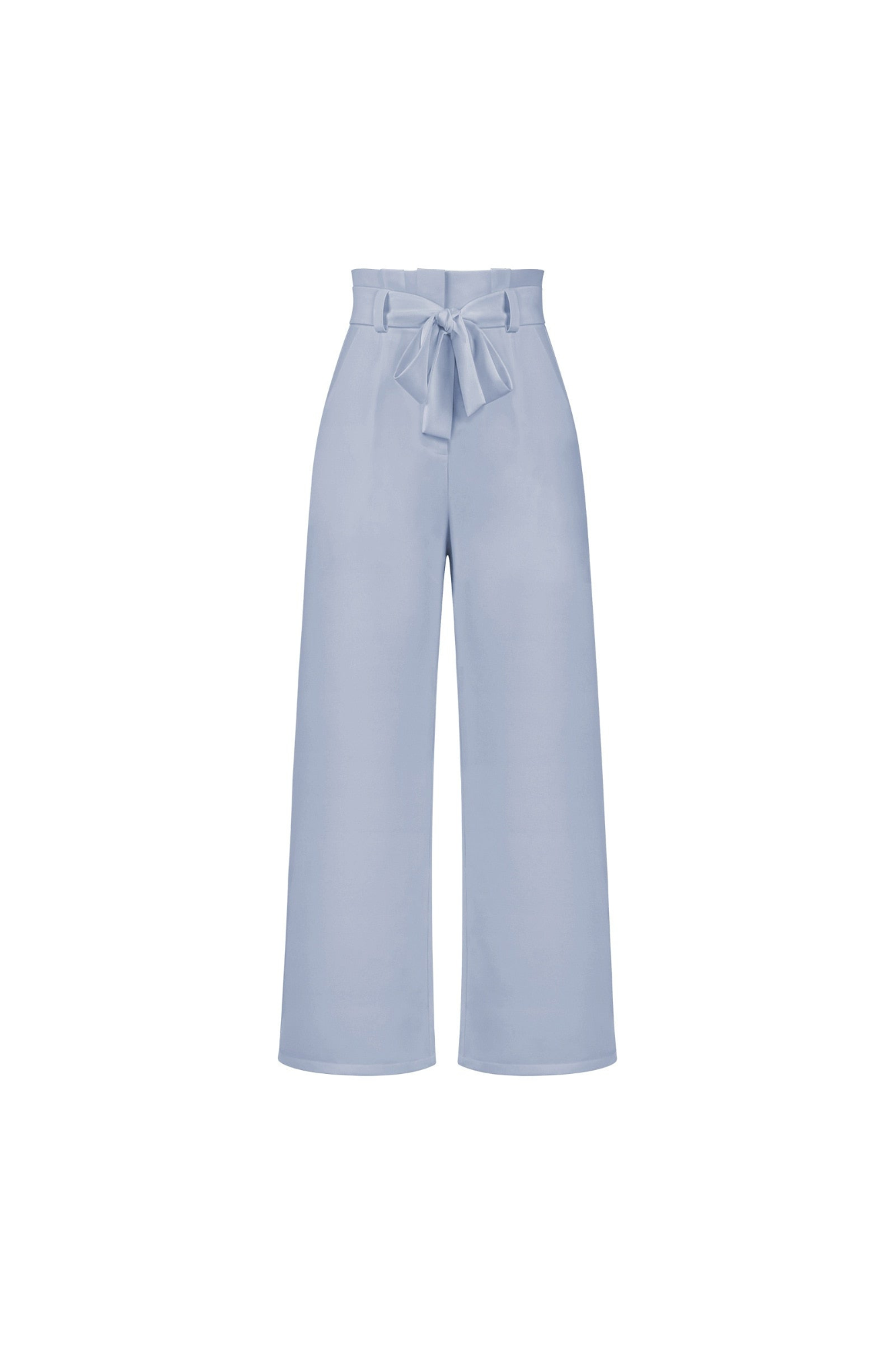 Linen High Waist Wide-Leg Trousers Tie Belt - Classic Fit