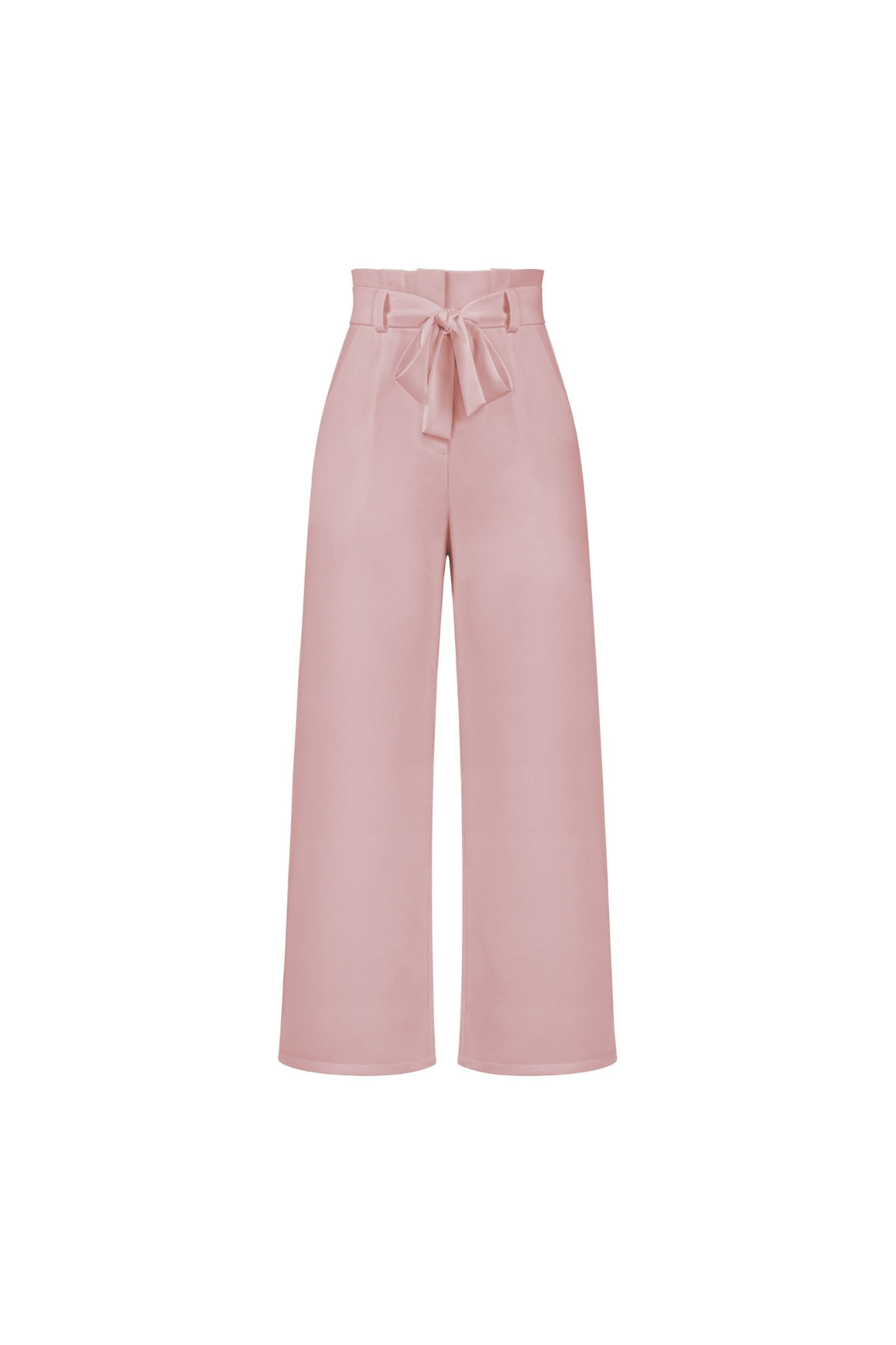 Linen High Waist Wide-Leg Trousers Tie Belt - Classic Fit
