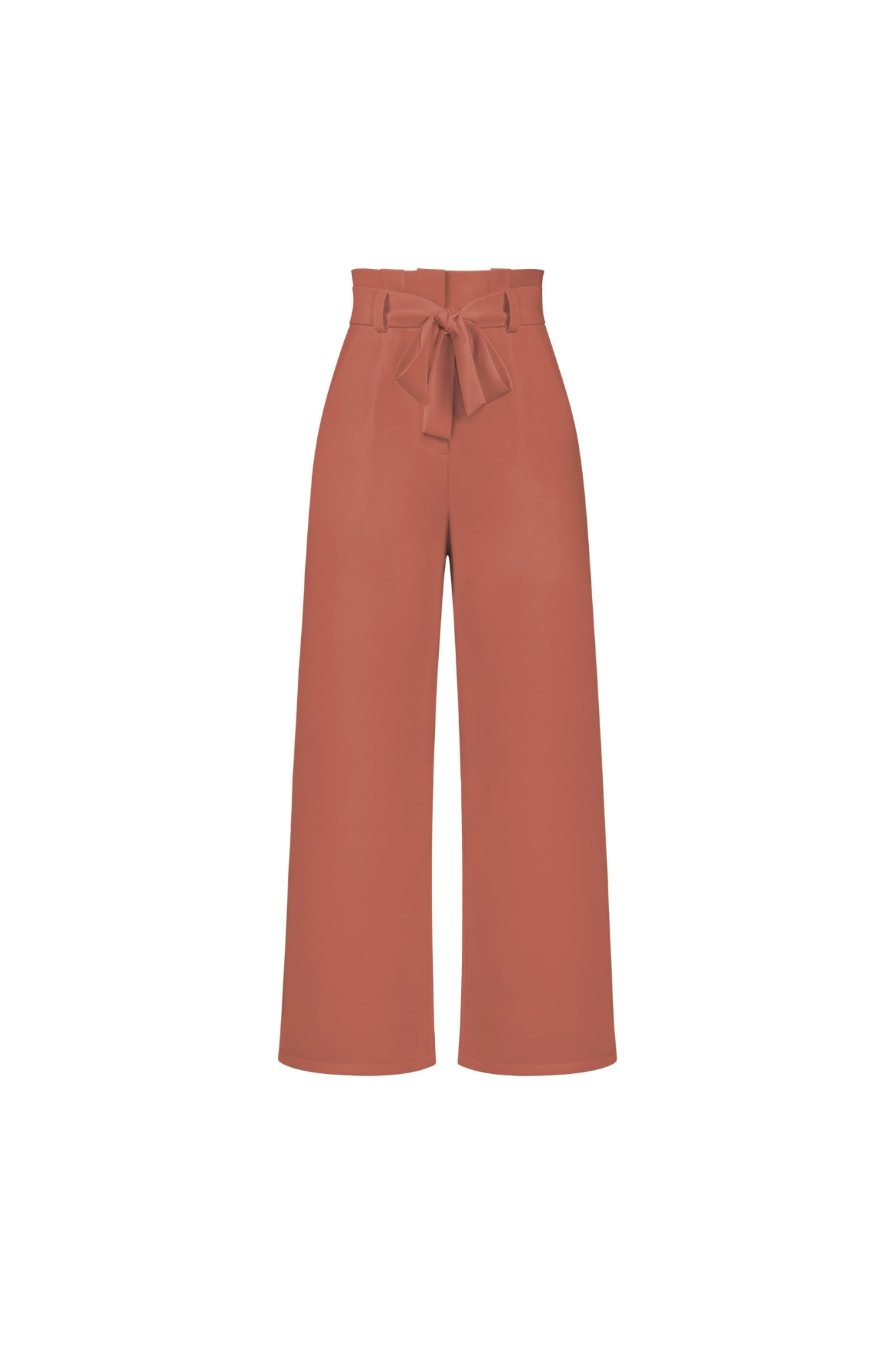 Linen High Waist Wide-Leg Trousers Tie Belt - Classic Fit