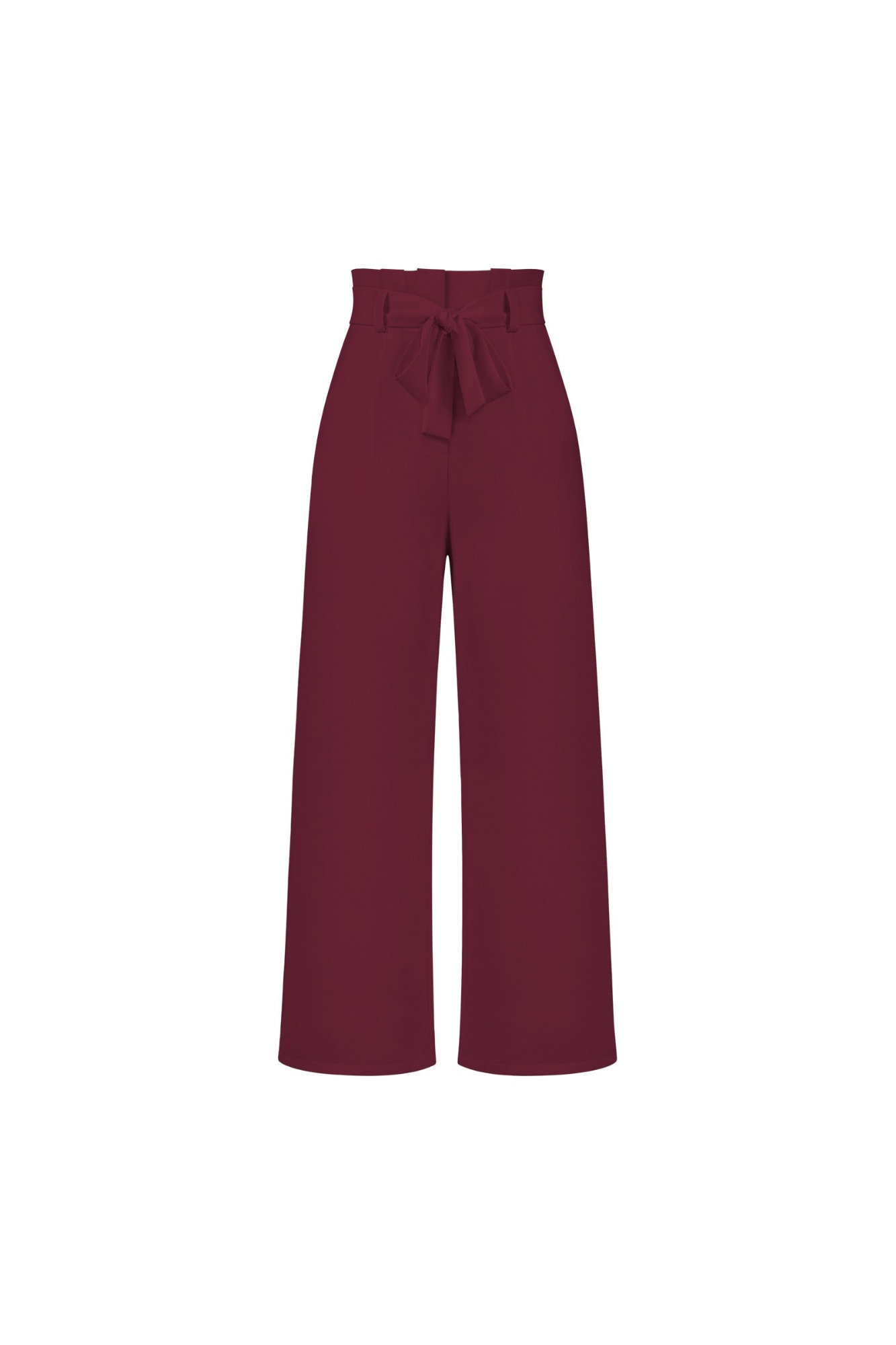 Linen High Waist Wide-Leg Trousers Tie Belt - Classic Fit