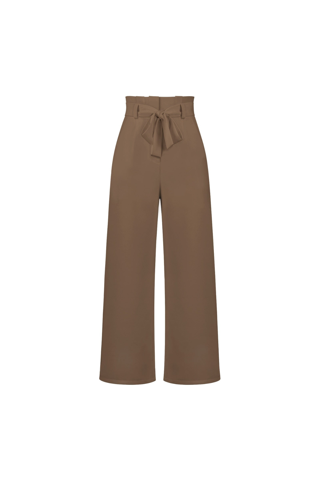 Linen High Waist Wide-Leg Trousers Tie Belt - Classic Fit