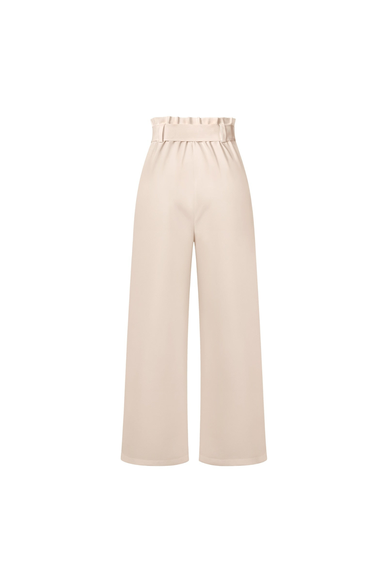 Linen High Waist Wide-Leg Trousers Tie Belt - Classic Fit