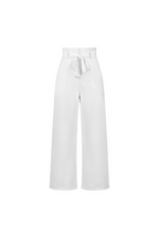 Linen High Waist Wide-Leg Trousers Tie Belt - Classic Fit