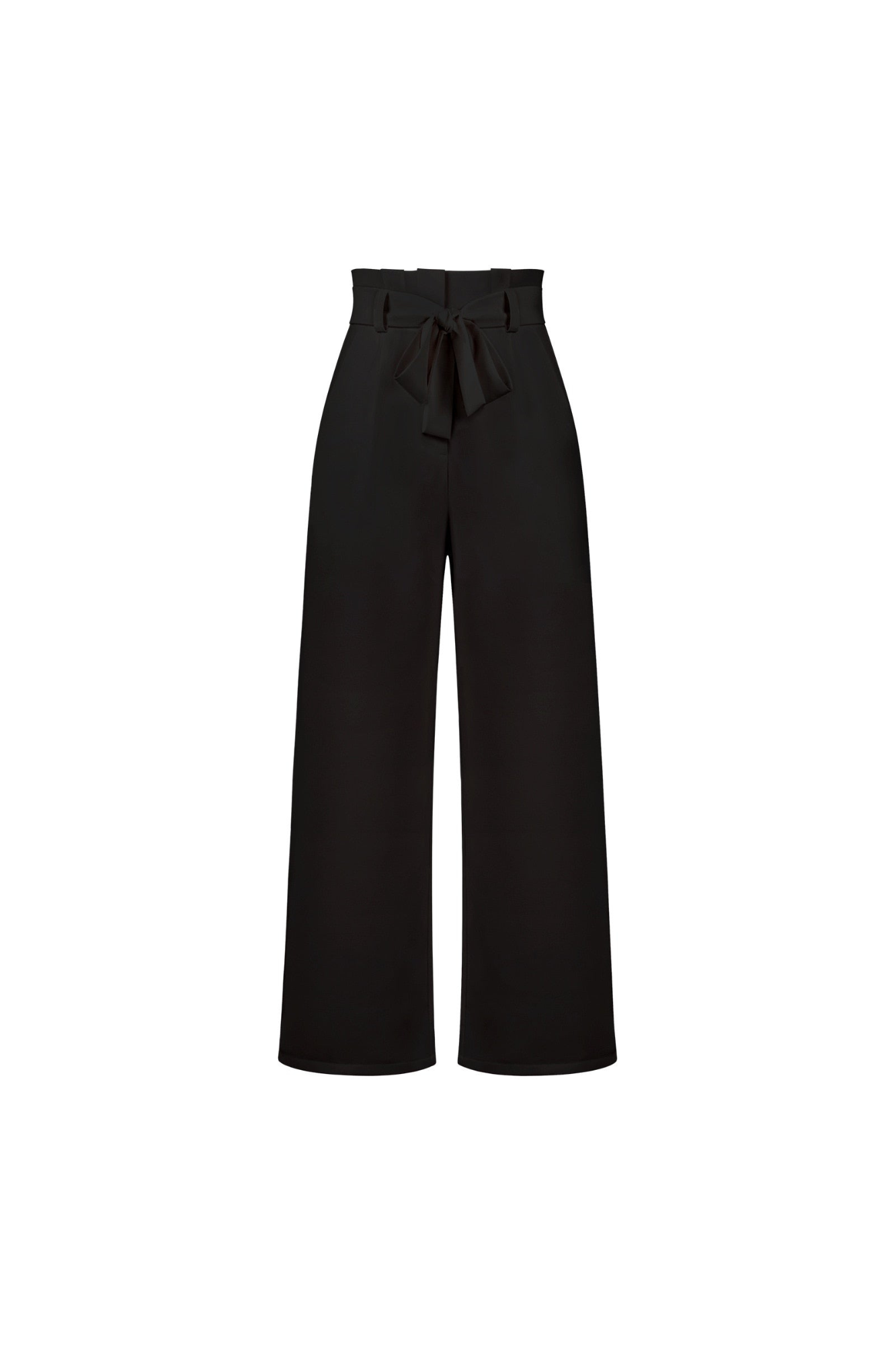 Linen High Waist Wide-Leg Trousers Tie Belt - Classic Fit