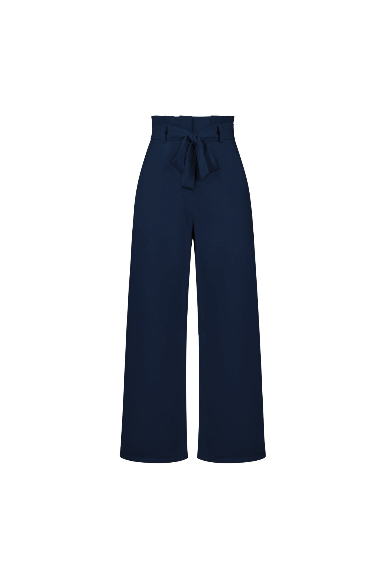 Linen High Waist Wide-Leg Trousers Tie Belt - Classic Fit