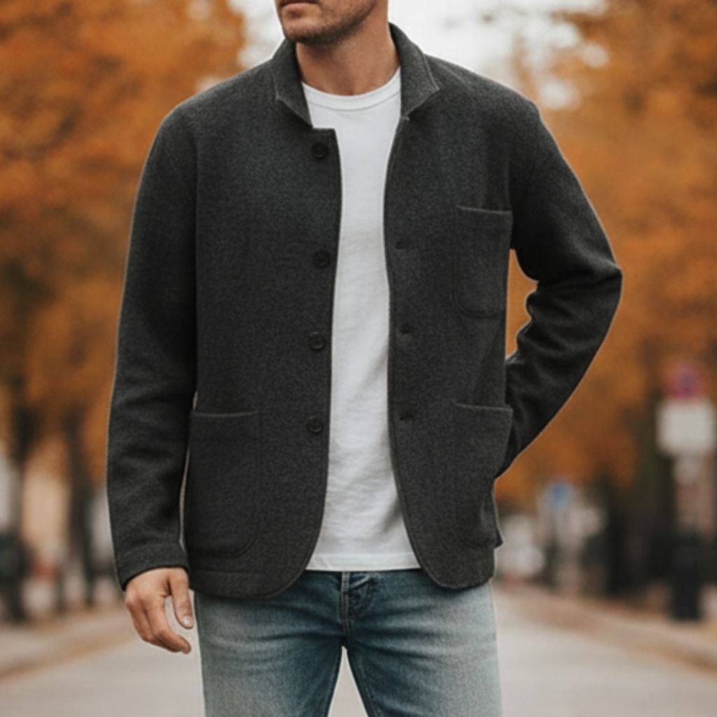 Men's Stand Collar Wool Cardigan – Refined Layer