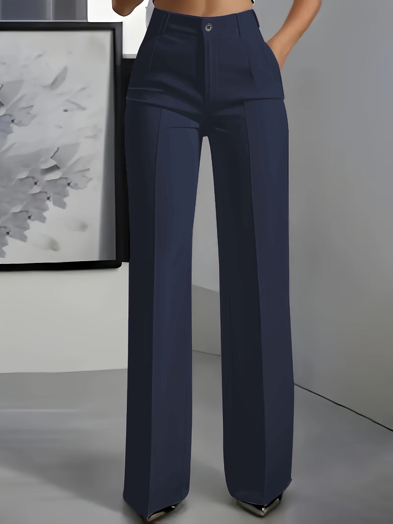 High Waist Wide-Leg Tailored Trousers - Classic Fit