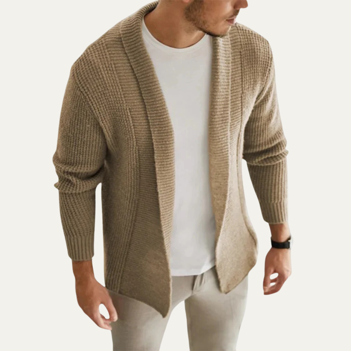 Men's Open Front Knit Cardigan – Relaxed Longline Fit