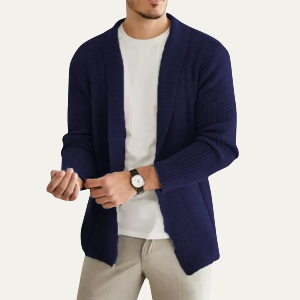 Men's Open Front Knit Cardigan – Relaxed Longline Fit