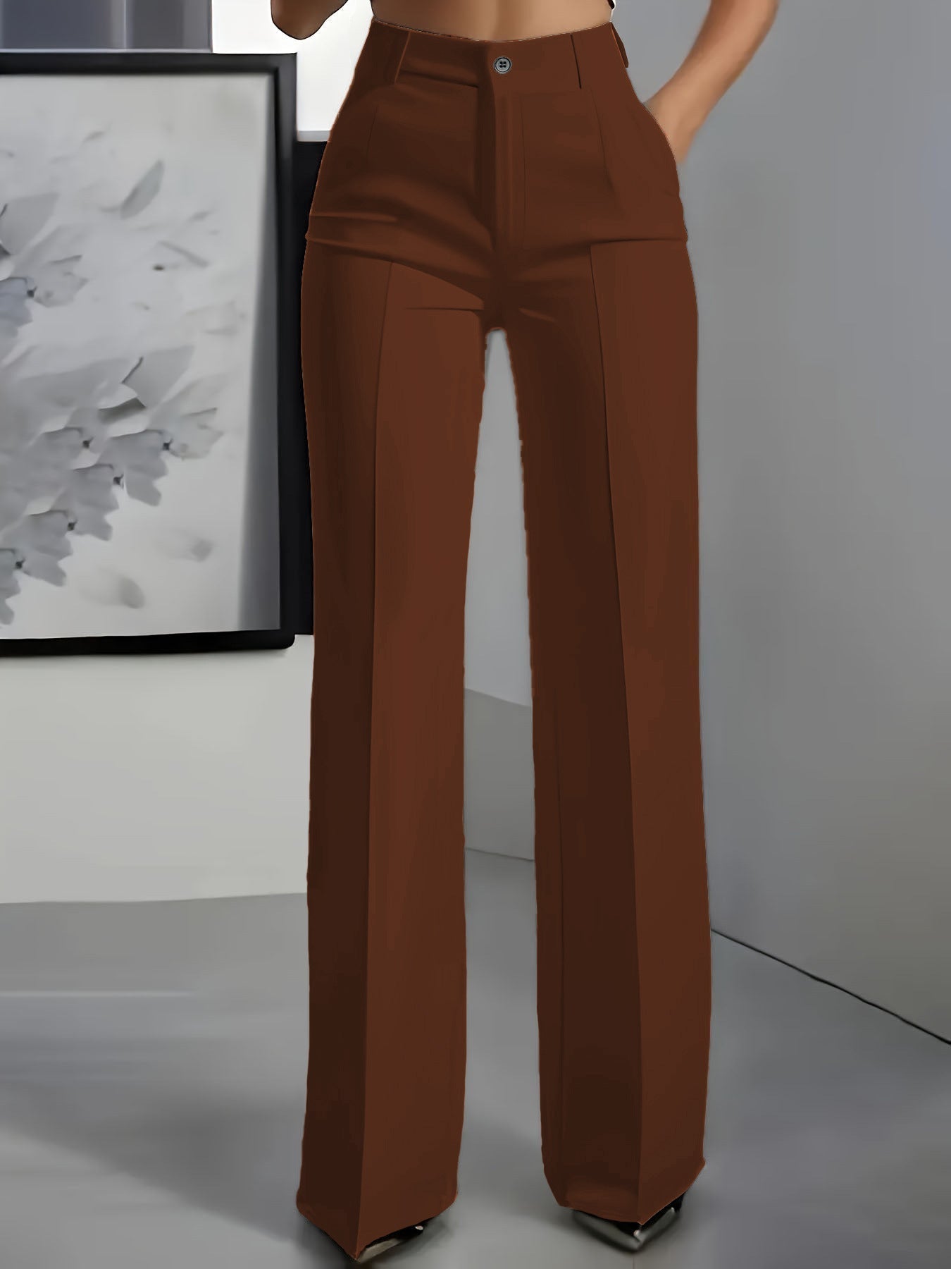 High Waist Wide-Leg Tailored Trousers - Classic Fit