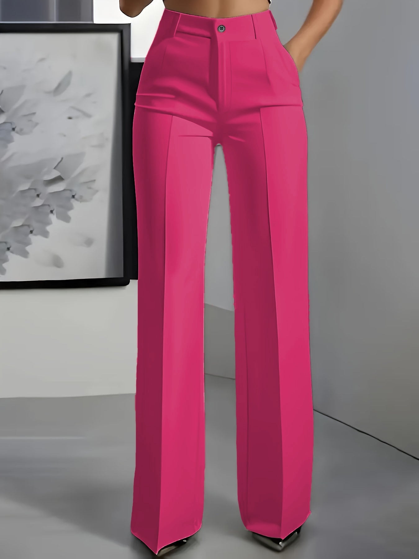 High Waist Wide-Leg Tailored Trousers - Classic Fit