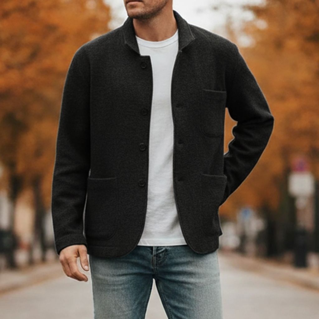 Men's Stand Collar Wool Cardigan – Refined Layer