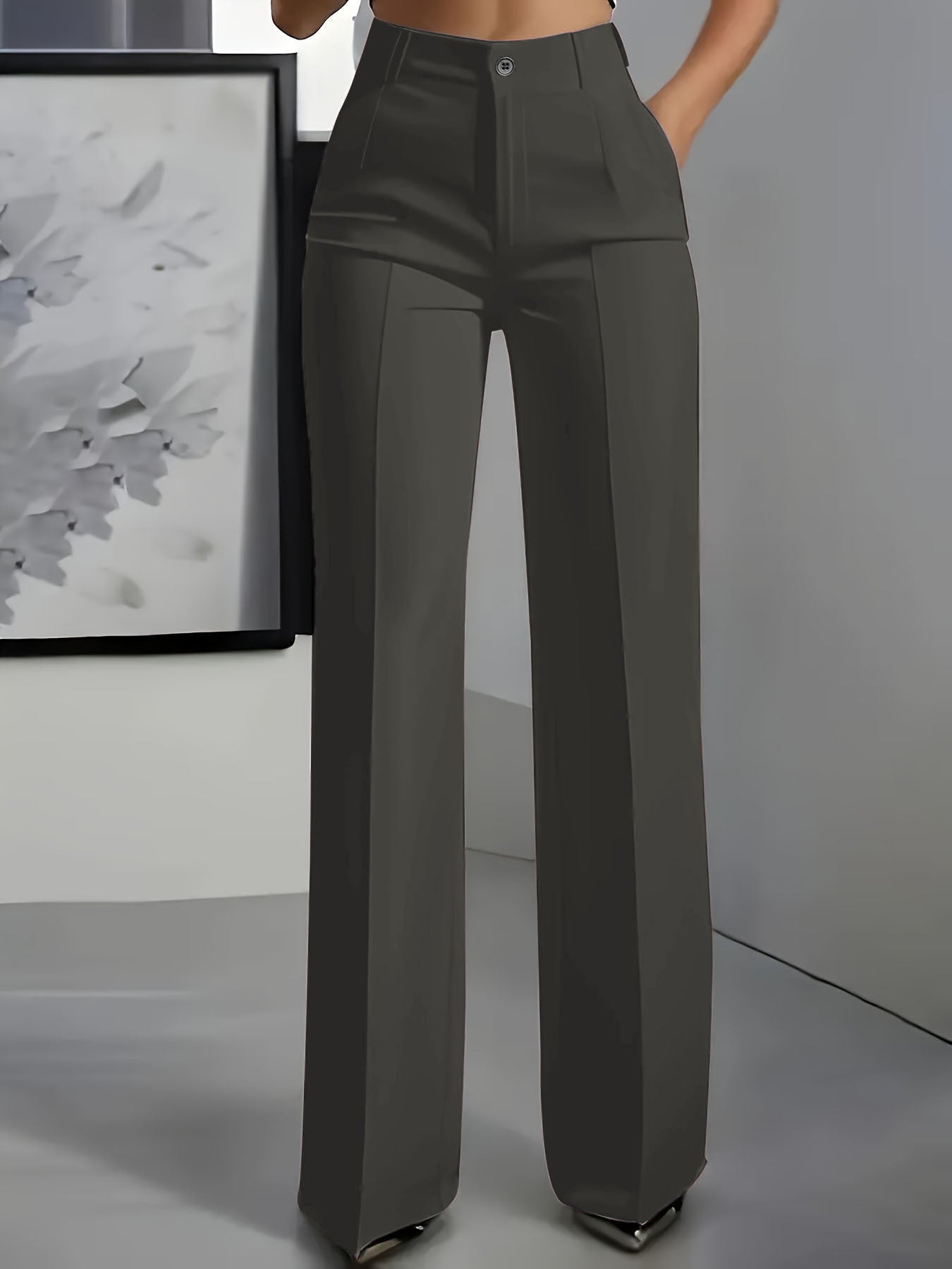 High Waist Wide-Leg Tailored Trousers - Classic Fit