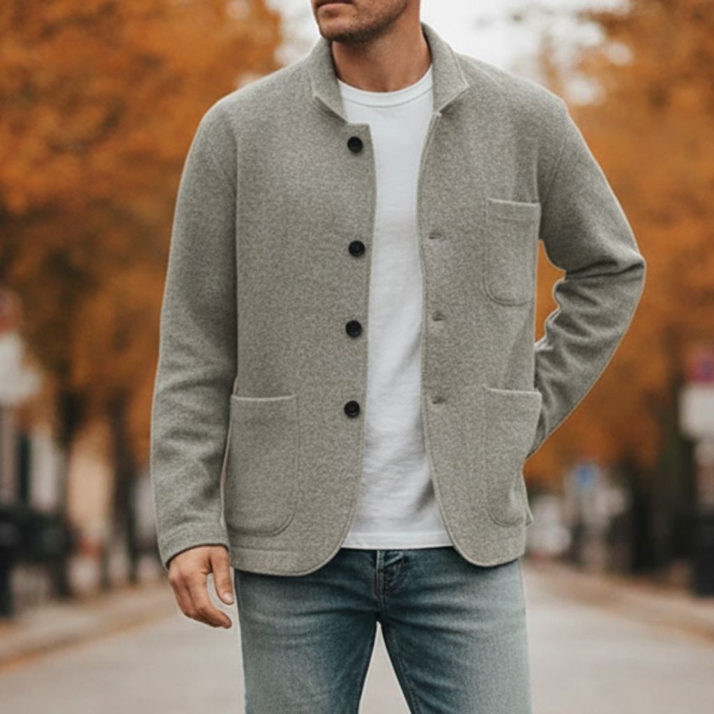 Men's Stand Collar Wool Cardigan – Refined Layer