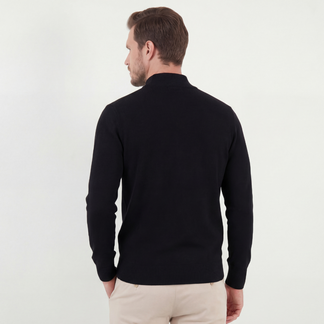 Half-Zip Fine Knit Sweater Funnel Neck - Classic Fit