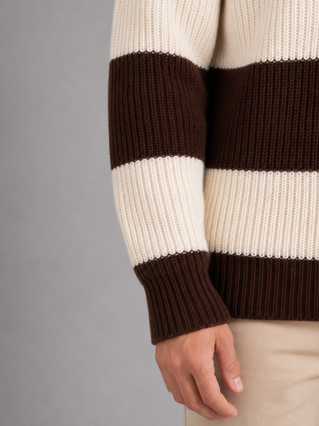 Men's Striped Ribbed Polo Sweater – Relaxed Fit