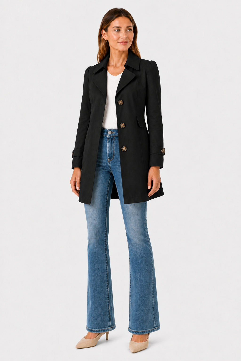 Belted Trench Coat Mid Length Epaulettes - Classic Fit