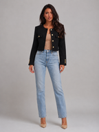 Women's Tweed Cropped Jacket – Gold Buttons