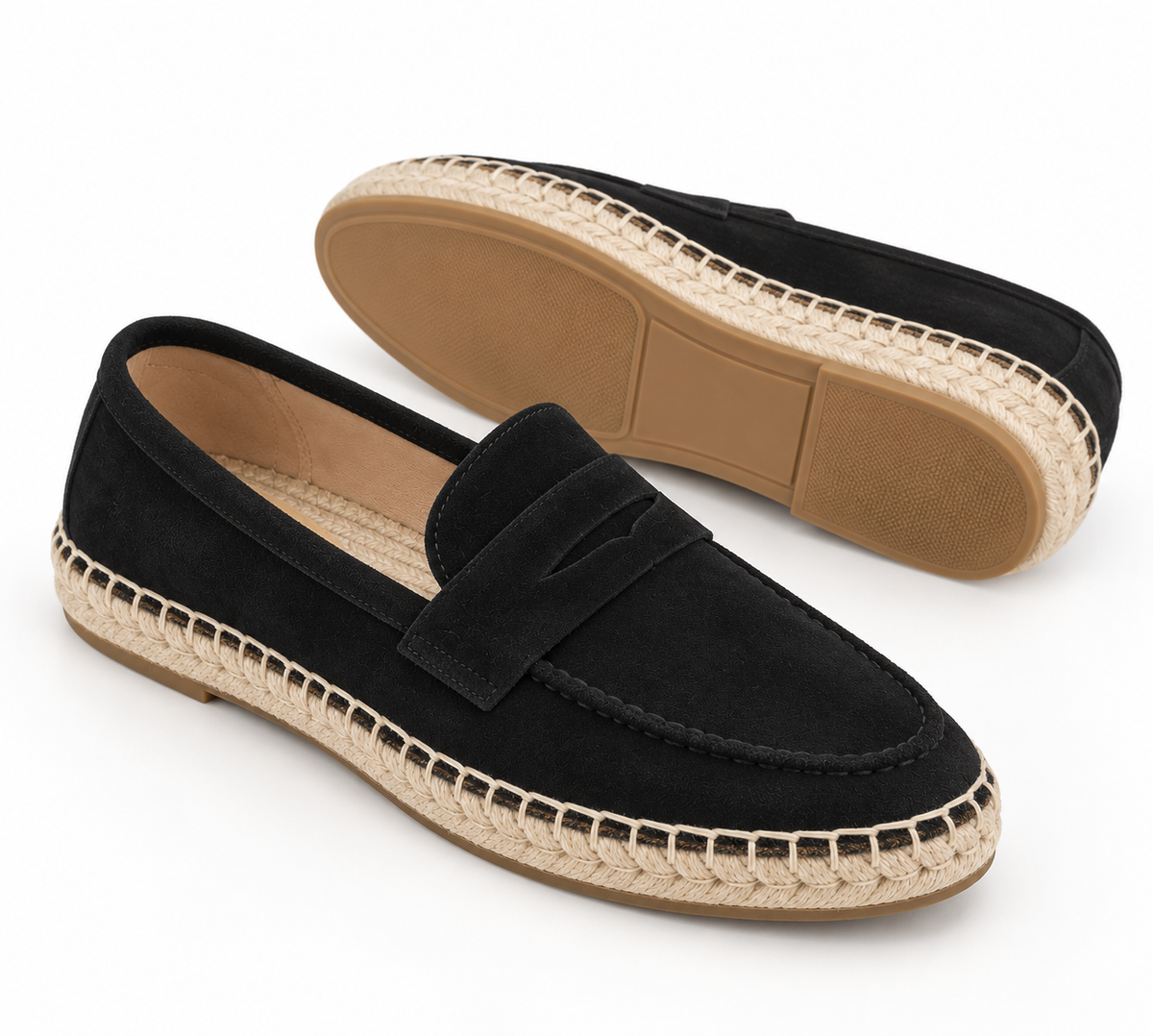 Men's Espadrille Suede Loafers – Rope Sole Slip-On