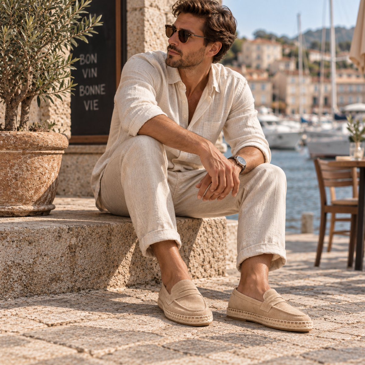 Men's Espadrille Suede Loafers – Rope Sole Slip-On