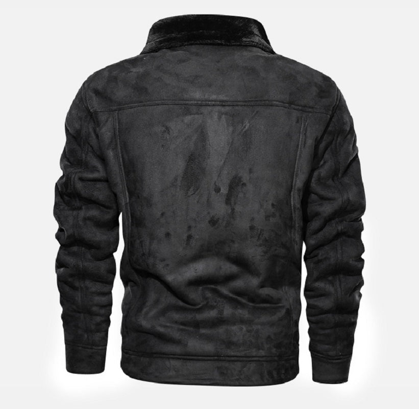 Men's Sherpa-Lined Suede Jacket – Warm Regular Fit