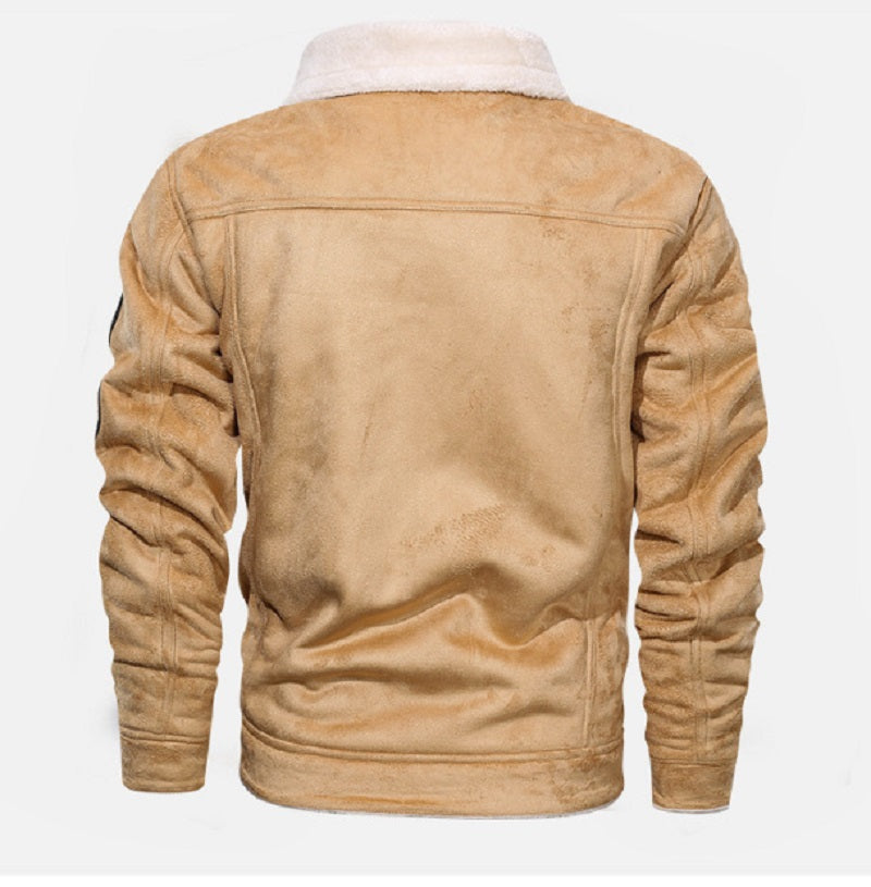 Men's Sherpa-Lined Suede Jacket – Warm Regular Fit