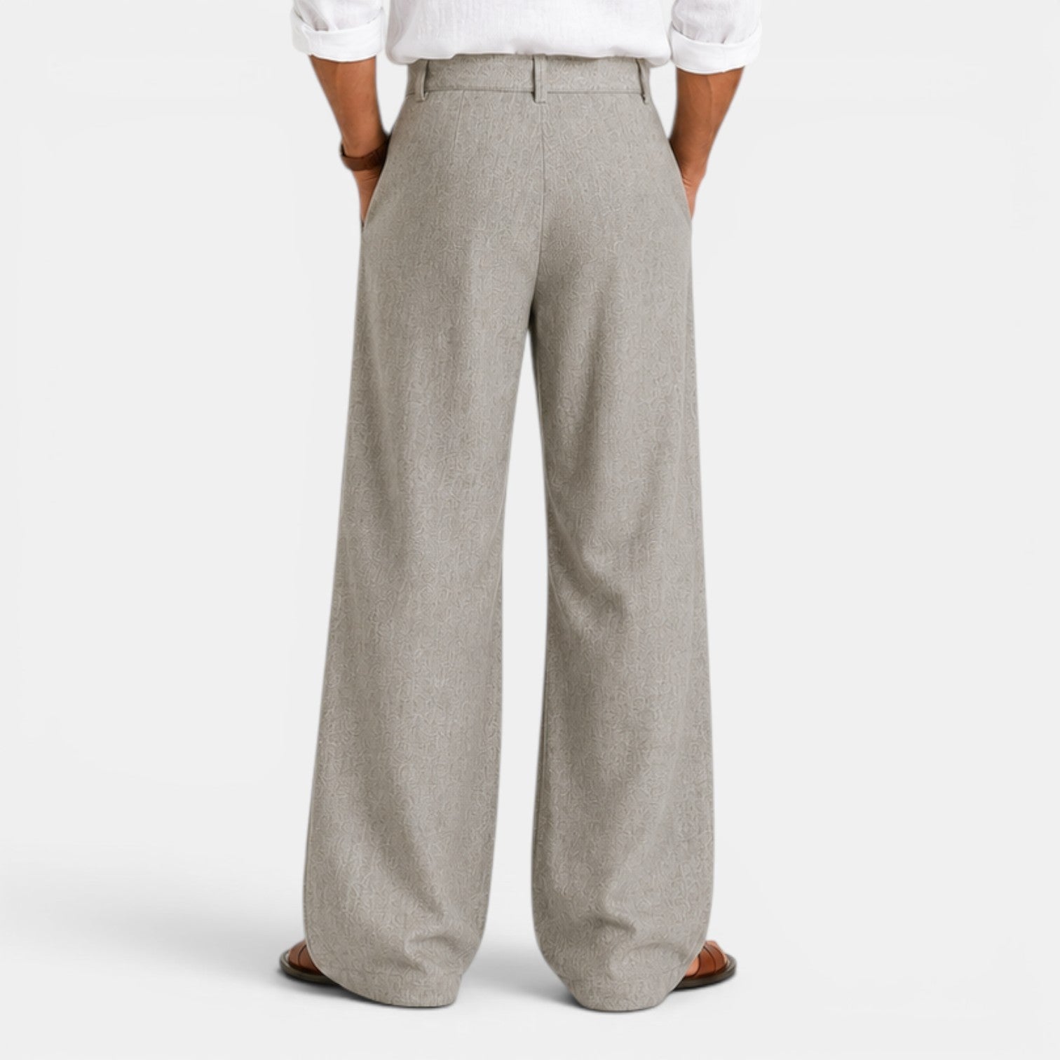 Pleated Trousers Belt Buckle High Waist - Relaxed Fit