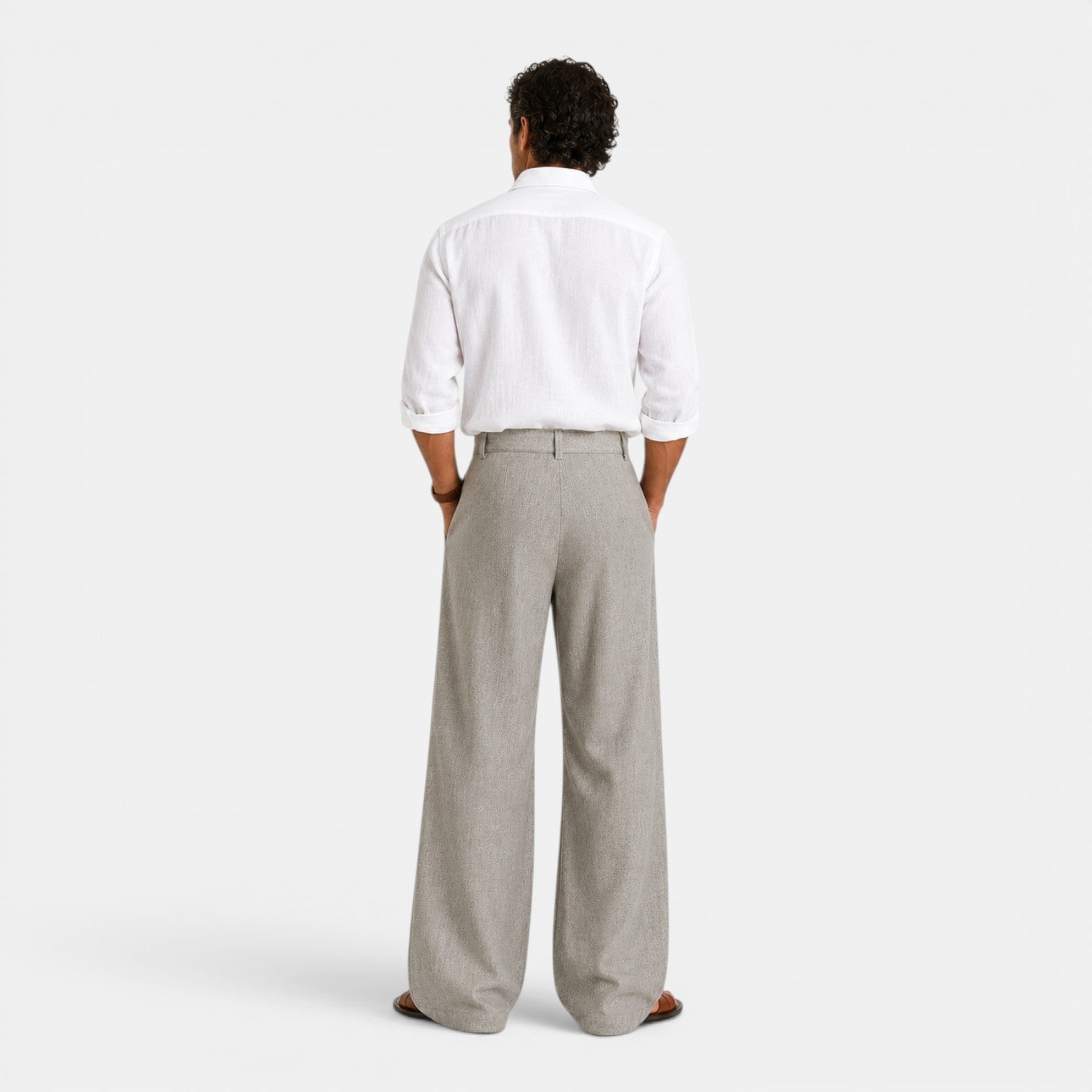 Pleated Trousers Belt Buckle High Waist - Relaxed Fit