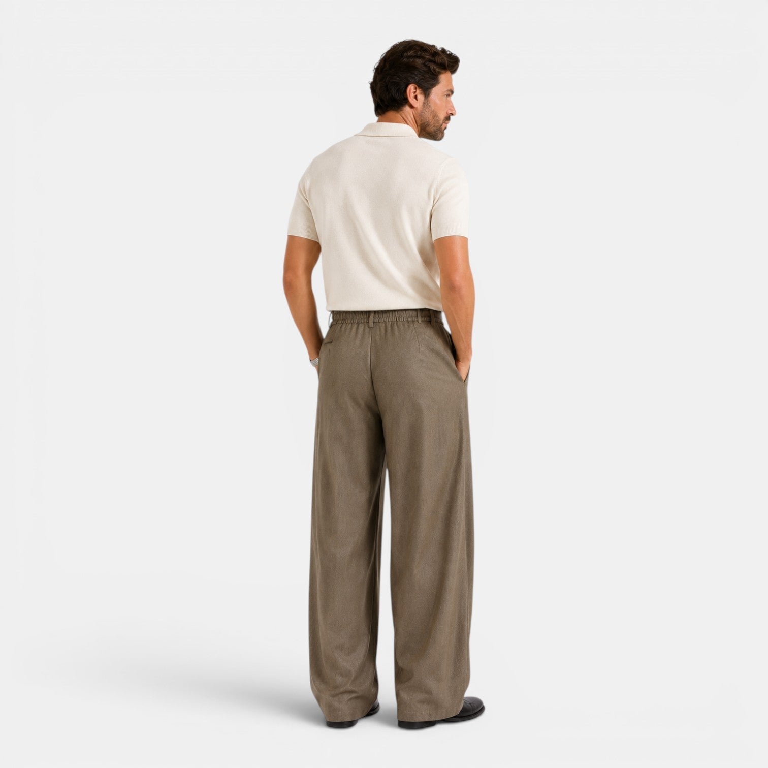 Double Pleat Wide-Leg Dress Trousers - Relaxed Fit