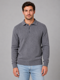 Men's Textured Knit Polo Sweater – Smart Casual Fit