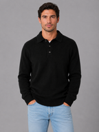 Men's Textured Knit Polo Sweater – Smart Casual Fit