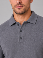 Men's Textured Knit Polo Sweater – Smart Casual Fit