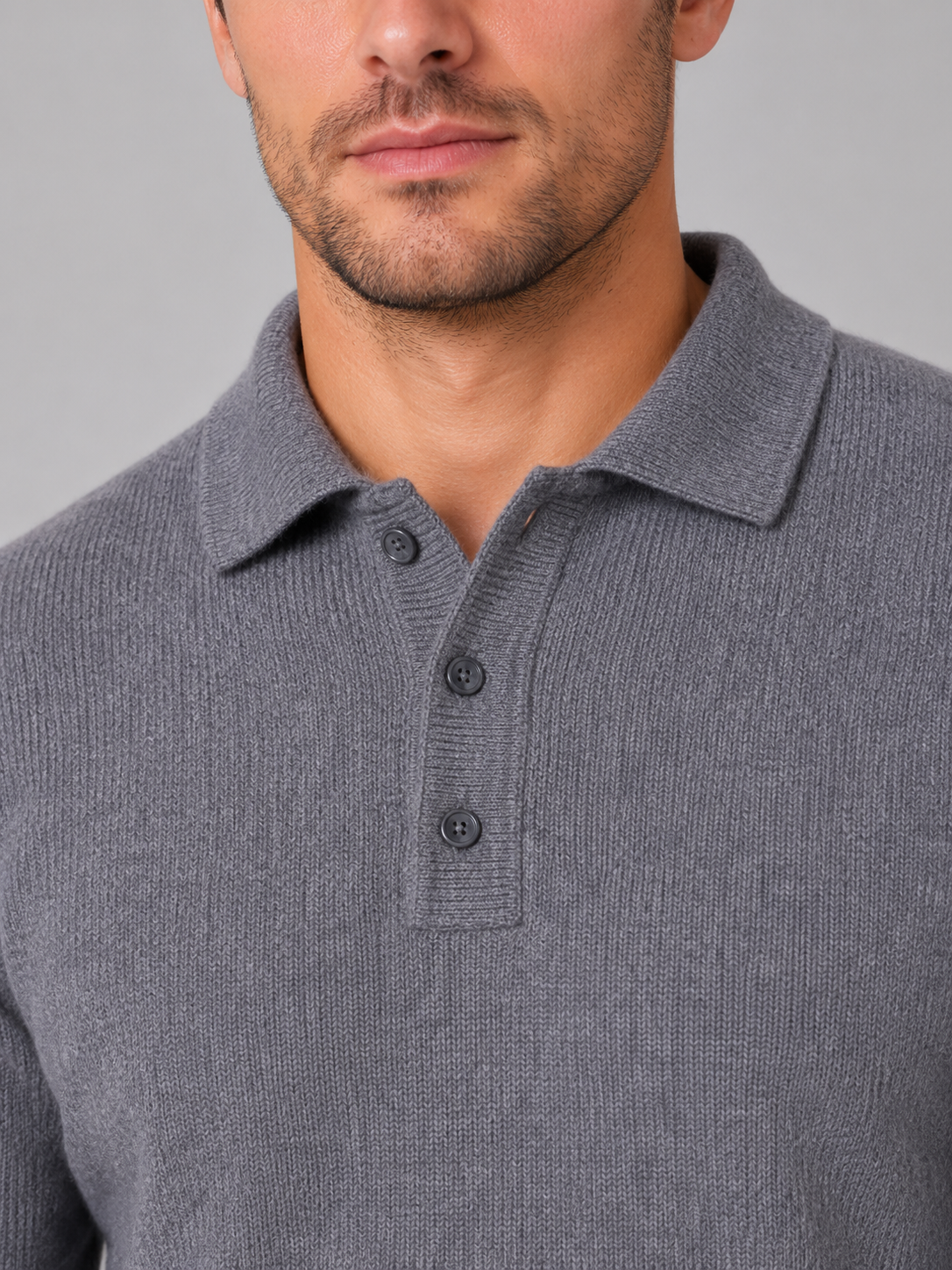 Men's Textured Knit Polo Sweater – Smart Casual Fit