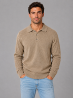 Men's Textured Knit Polo Sweater – Smart Casual Fit