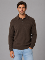 Men's Textured Knit Polo Sweater – Smart Casual Fit
