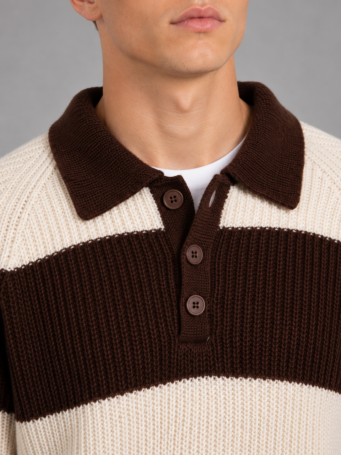 Men's Striped Ribbed Polo Sweater – Relaxed Fit
