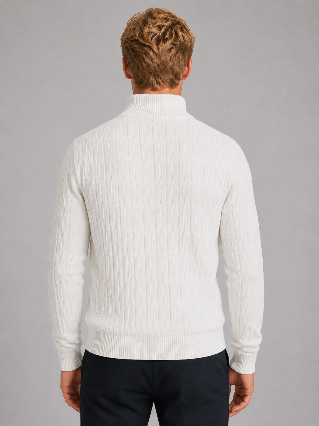 Men's Cable Knit Quarter Zip Sweater – Regular Fit