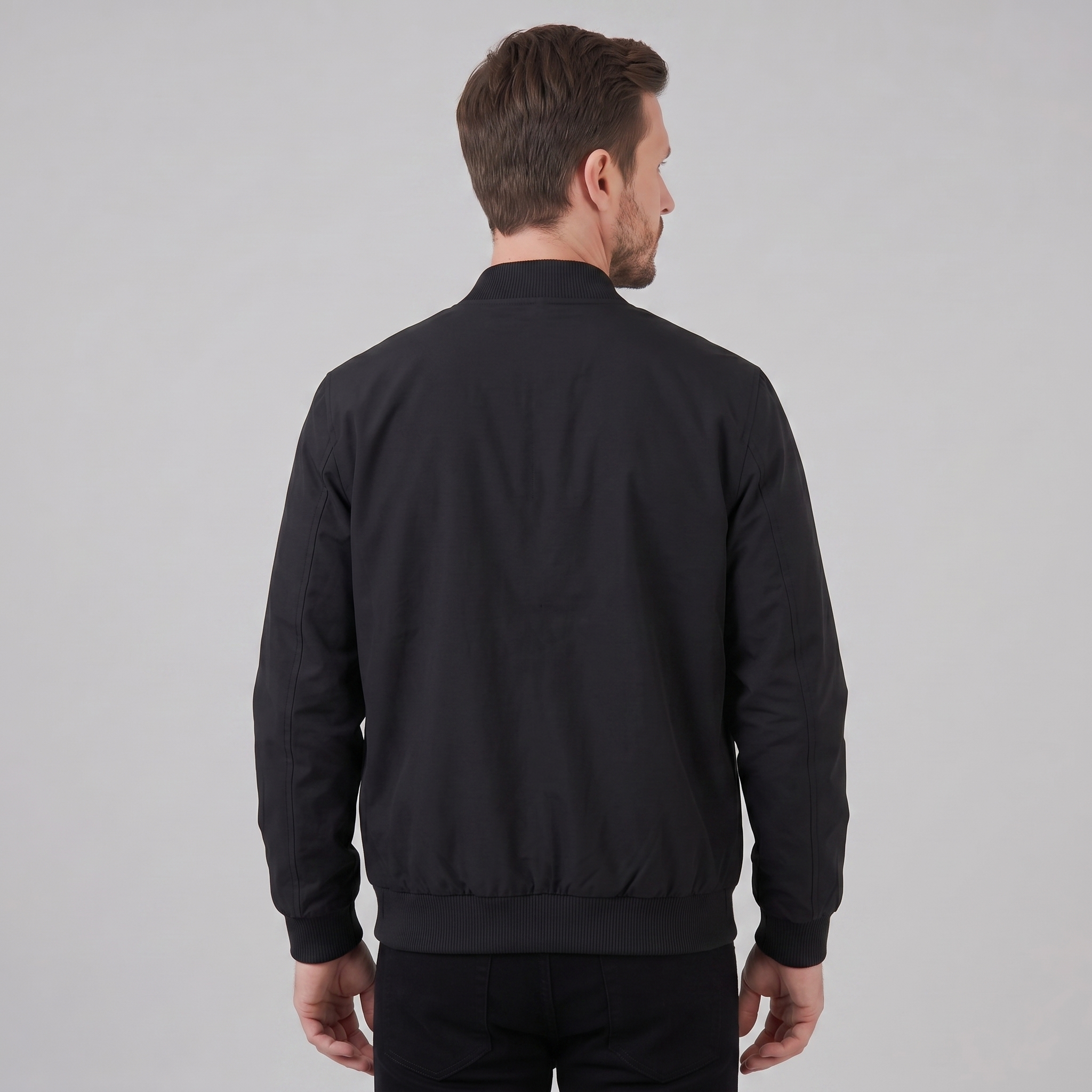 Bomber Jacket Ribbed Collar Cuffs Full-Zip - Regular Fit