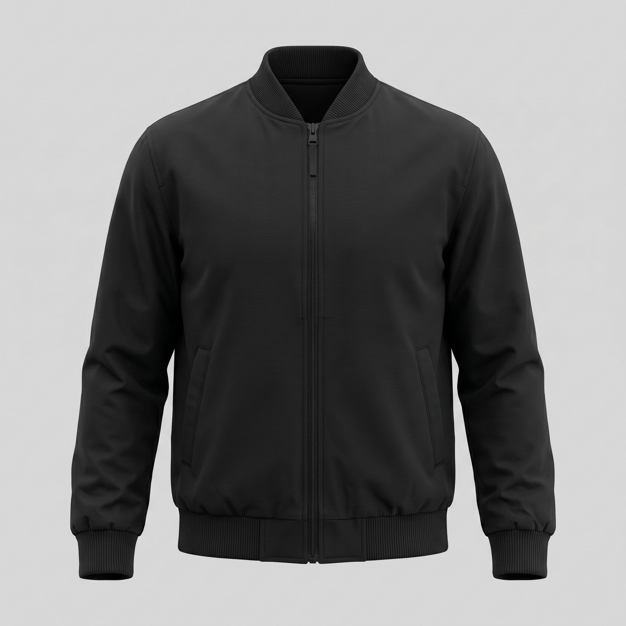 Bomber Jacket Ribbed Collar Cuffs Full-Zip - Regular Fit