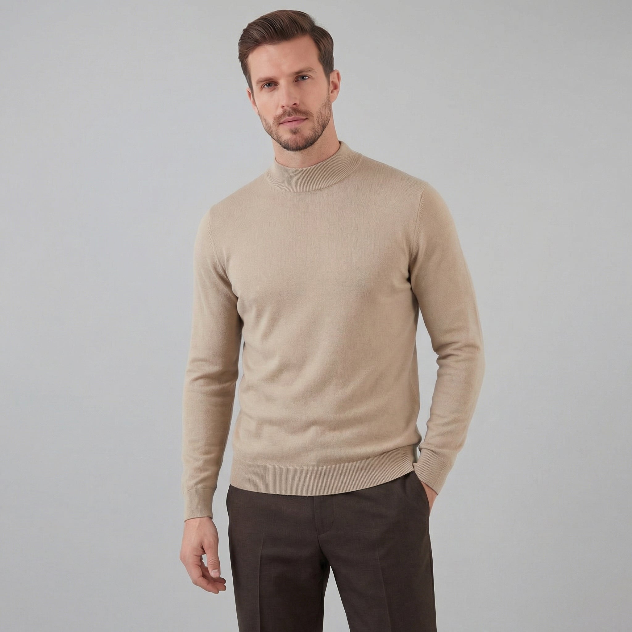 Turtleneck Fine Knit Pullover Sweater - Classic Fit