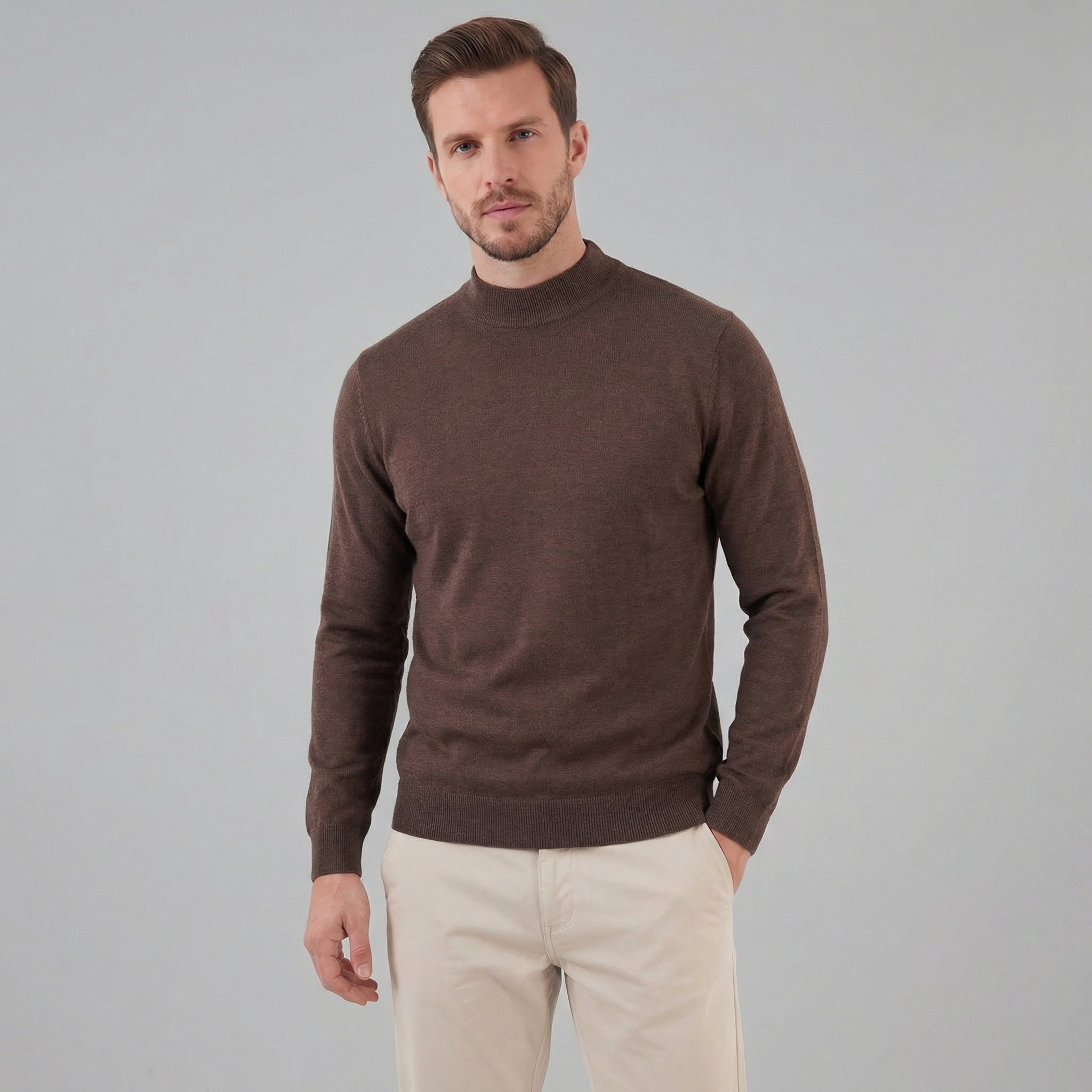 Turtleneck Fine Knit Pullover Sweater - Classic Fit
