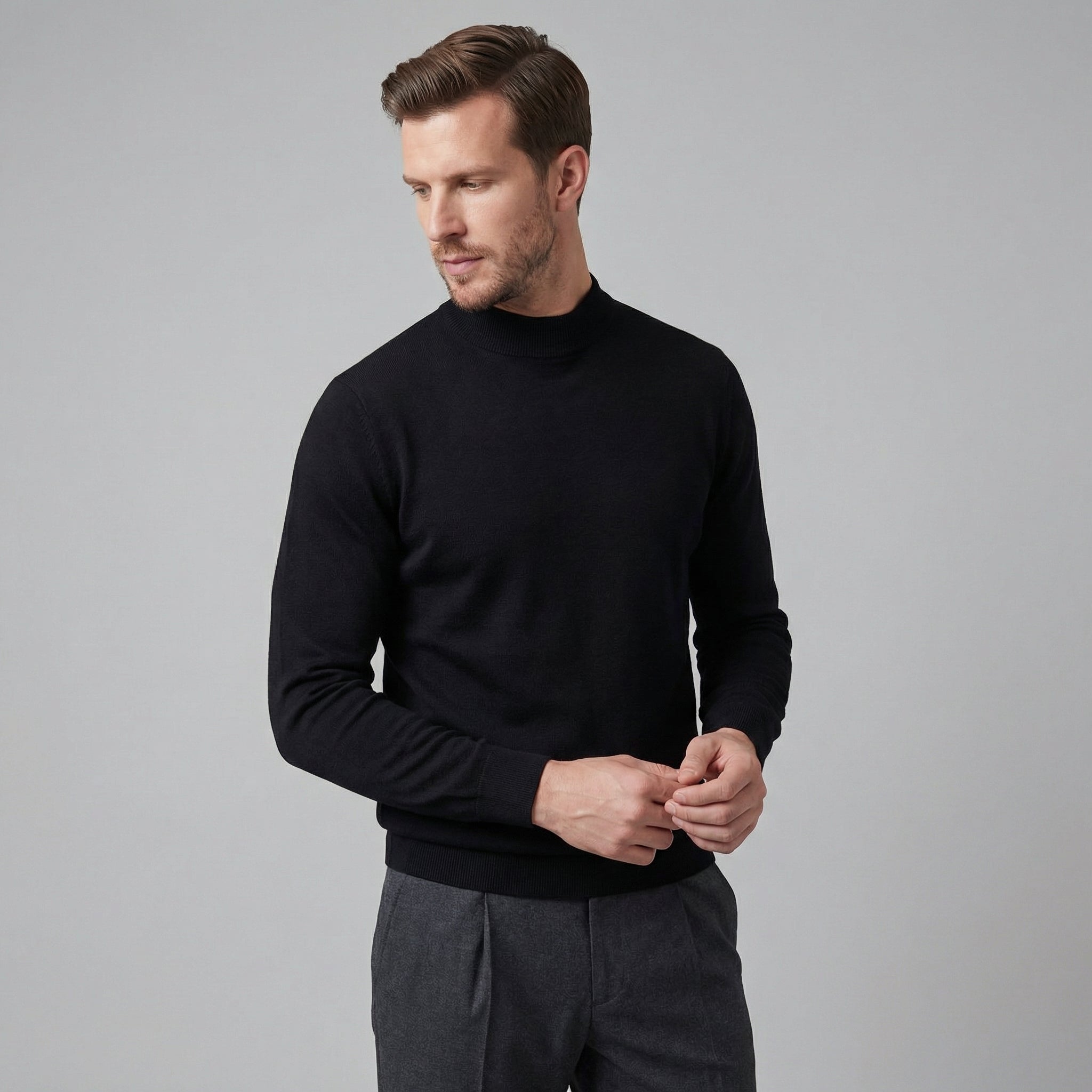 Turtleneck Fine Knit Pullover Sweater - Classic Fit