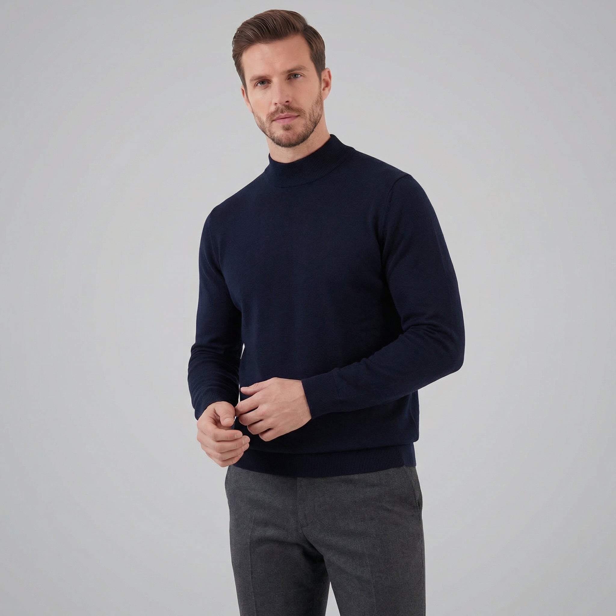 Turtleneck Fine Knit Pullover Sweater - Classic Fit