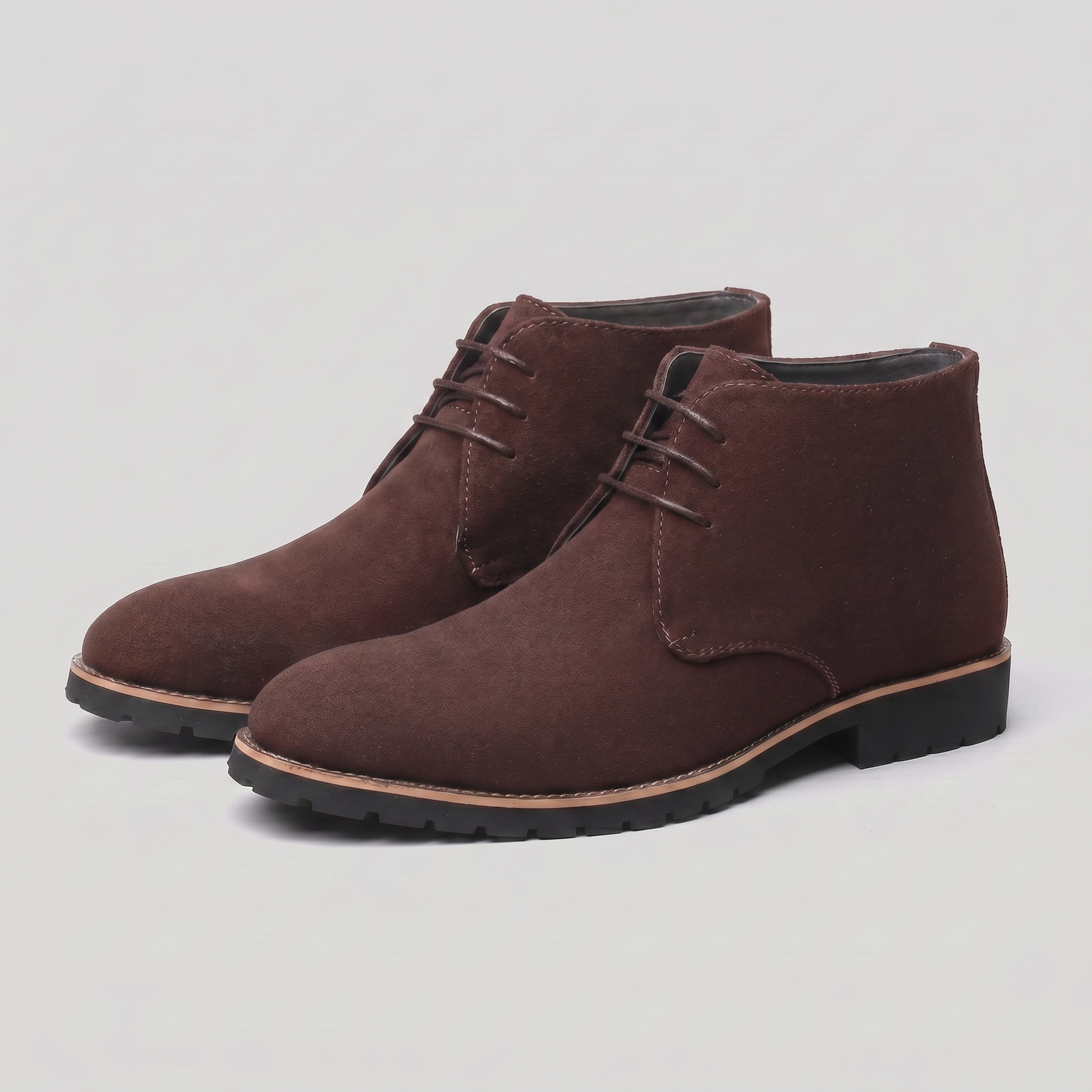 Leather Chukka Boots Lace-Up Lugged Sole - Ankle Boot